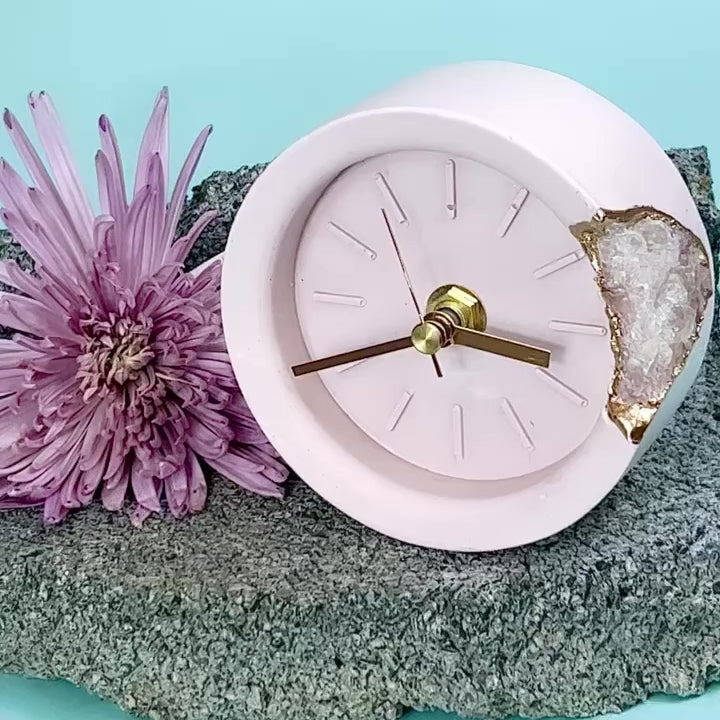 Round Geode Clock | Muted Rose