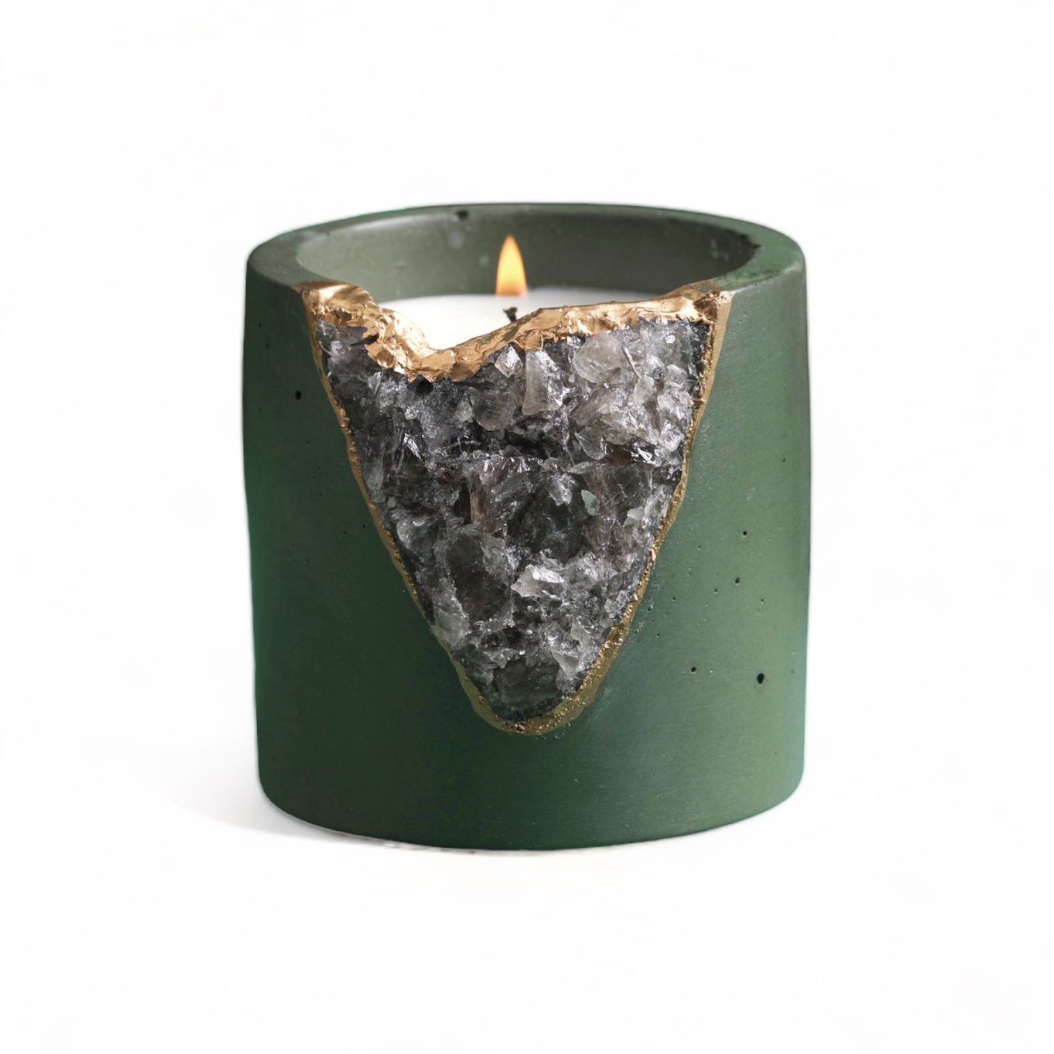 Emerald Velvet Geode Candle