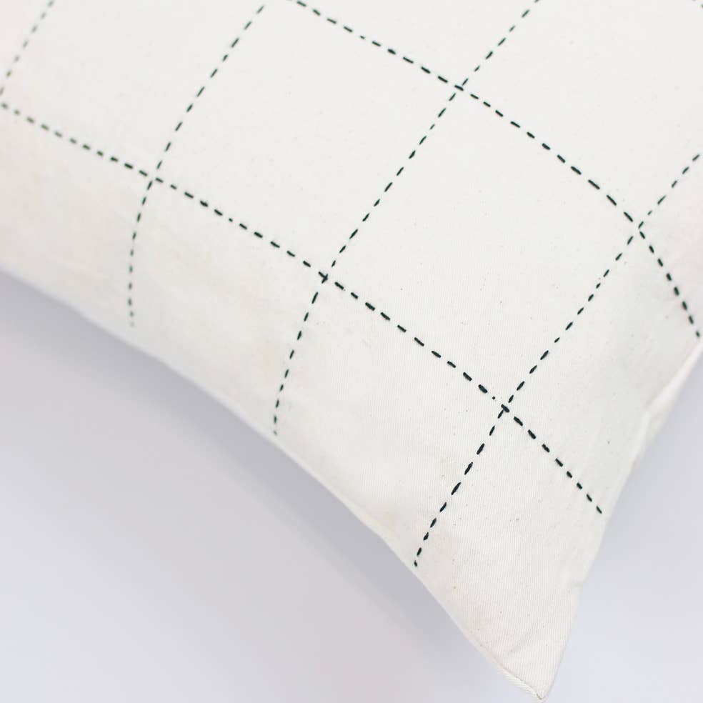 Grid-Stitch Throw Pillow Cover- Bone 18x18